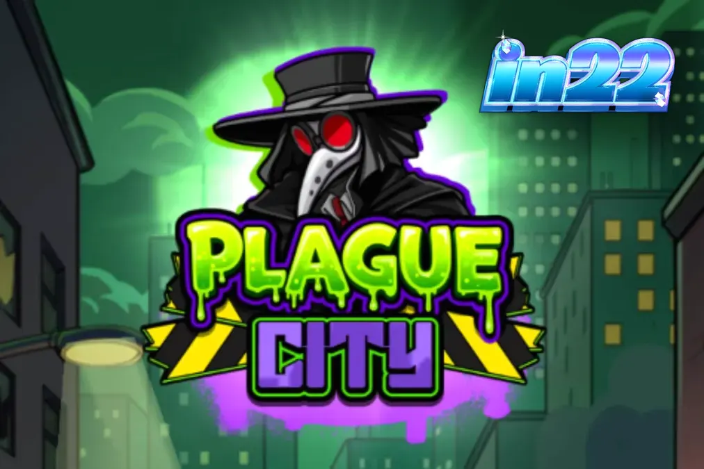 Tampilan visual slot Plague City dengan tema laboratorium gelap dan mutasi virus